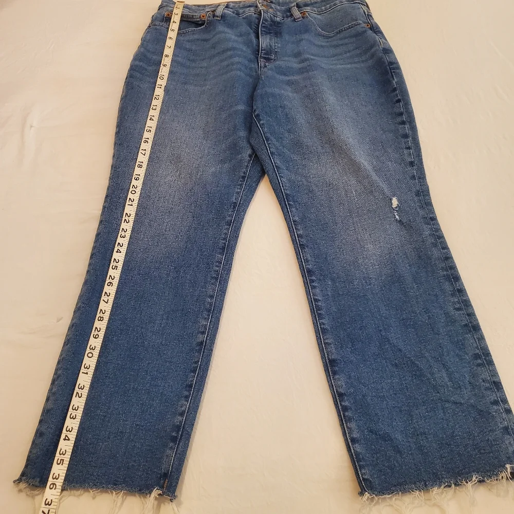 J.CREW Factory Curvy Essential Straight High-Rise Raw Hem Denim Jeans Women's 30